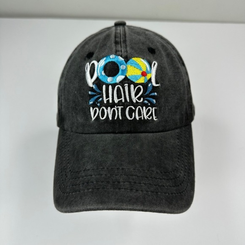 Pool Hair Dont Care Baseball Cap Embroidered Hat Women‎ Washed Cotton